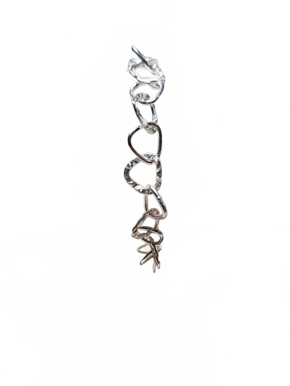 Charm bracelet in sterling silver geometric textured 7.25 inches